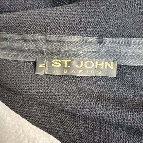 St. John Basics Womens Black Mock Neck Short Sleeve Knit Tunic Top Medium Casual - Picture 3 of 6